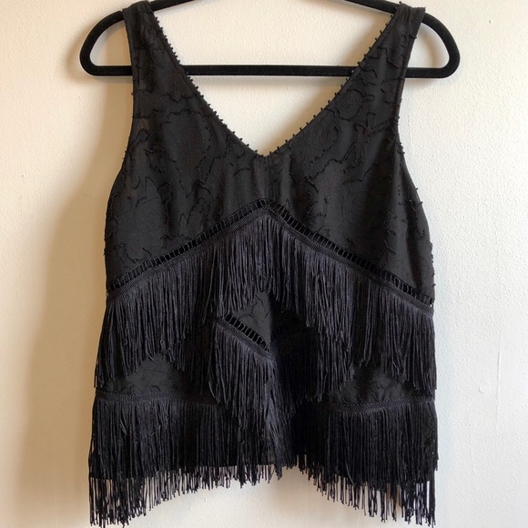 Anthropologie Tops - EUC HD in Paris Black Fringe and Embroidered Top